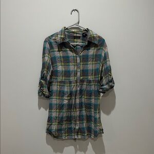 New York & Company Multicolor Plaid Shirt